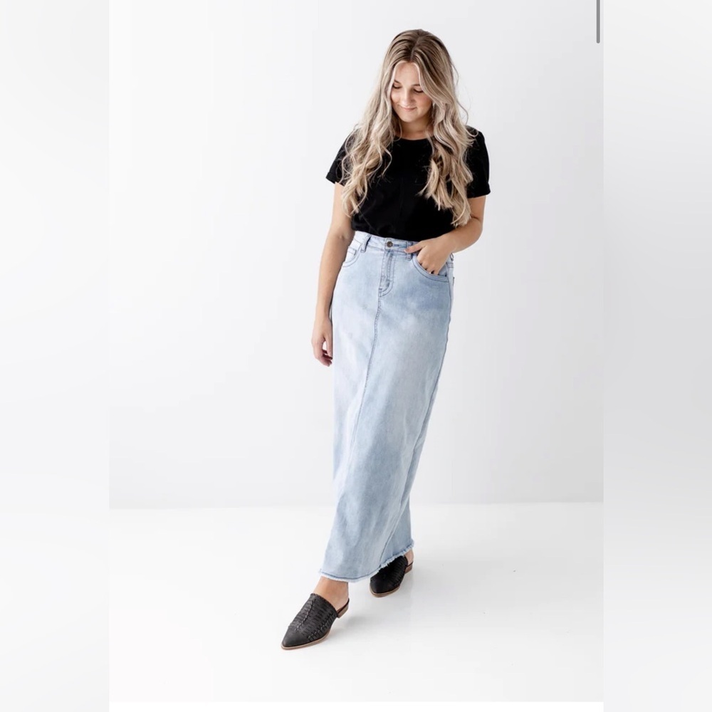 The Main Street exchange long denim skirt